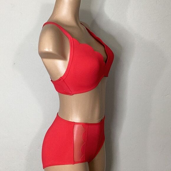 New. Seafolly red petal edge high rise bikini. USA SIZE 8DD/6-bottom - Picture 13 of 16